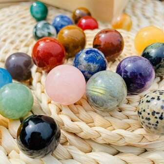 Natural 20mm Crystal Ball,Random Matrial, Crystal Sphere Raw Stone, Ore Ball, Polished Cute Mini Pocket Sphere.