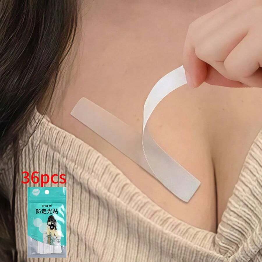 36/72/180pcs Invisible Double-Sided Clothing Tapes, Strapless Adhesive Bra Tape For Dresses, Shirts, Gowns - Prevent Wardrobe Malfunction, Chest Exposure - Multicolor - View 1