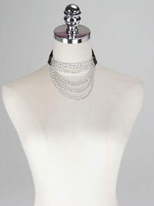 1PC, Pu Leather Rivet Inlaid Collar, Tassel Chain Sexy Lingerie Accessories