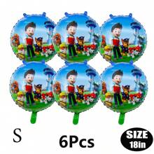 Paw Patrol Offiziell genehmigter 6er-Pack PAW Patrol Brave Adventure Suche und Rettung Hunde Thema Geburtstags Party Deko Ballon Set, 18 Zoll süßer Stadt Rettungshund Muster runder Aluminiumfolie Ballon Set, verschiedene Styles wählbar, Geburtstagsparty Wanddekoration, perfekt für Geburtstag Zeremonien Partywand Deko, Ballon Kombinations Dekorations Zubehör