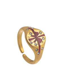 1 anel de aço inoxidável europeu e americano, leve e luxuoso, com pintura de amor em forma de leão e sereia, da moda verão. Banhado a ouro 18K, à prova d'água e resistente ao suor, adequado para o Dia dos Namorados e feriados, ideal para férias de verão na praia, atividades ao ar livre e passeios de fim de ano. Joias femininas.