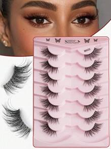 SHIDISHANGPIN 7 Pairs Transparent Band Cat Eye False Eyelashes, Faux Mink Lashes, Natural Soft And Fluffy, Reusable, Suitable For Women Eye Makeup Extension