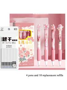 Poetisches Jiangnan Chinesischer Stil Retraktiler Gelstift Set mit Acryl Aufnähern für hohe ästhetische Anziehungskraft, dieses Set ist perfekt als Geschenk zum Schulbeginn und mehr. Schulmaterial, Rückkehr zur Schule