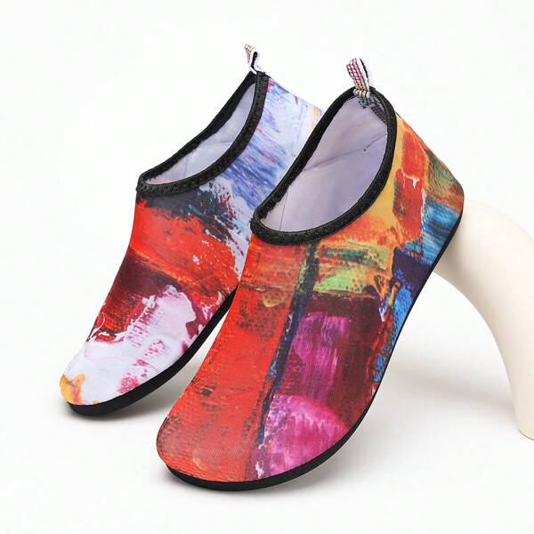Women's Graffiti Style Water Shoes, New Design Indoor Yoga Shoes, Breathable Comfortable Non-Slip Anti-Cut Leisure Holiday Wetland Shoes