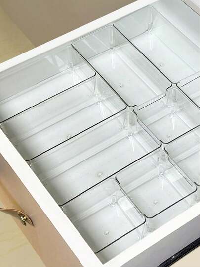 12pcs/6pcs/2pcs Drawer/Desktop Cosmetics Storage Box, Transparent Dresser Storage Box, Anti-Drop Multi-Compartment Jewelry And Small Objects Storage, Exquisite Storage Box