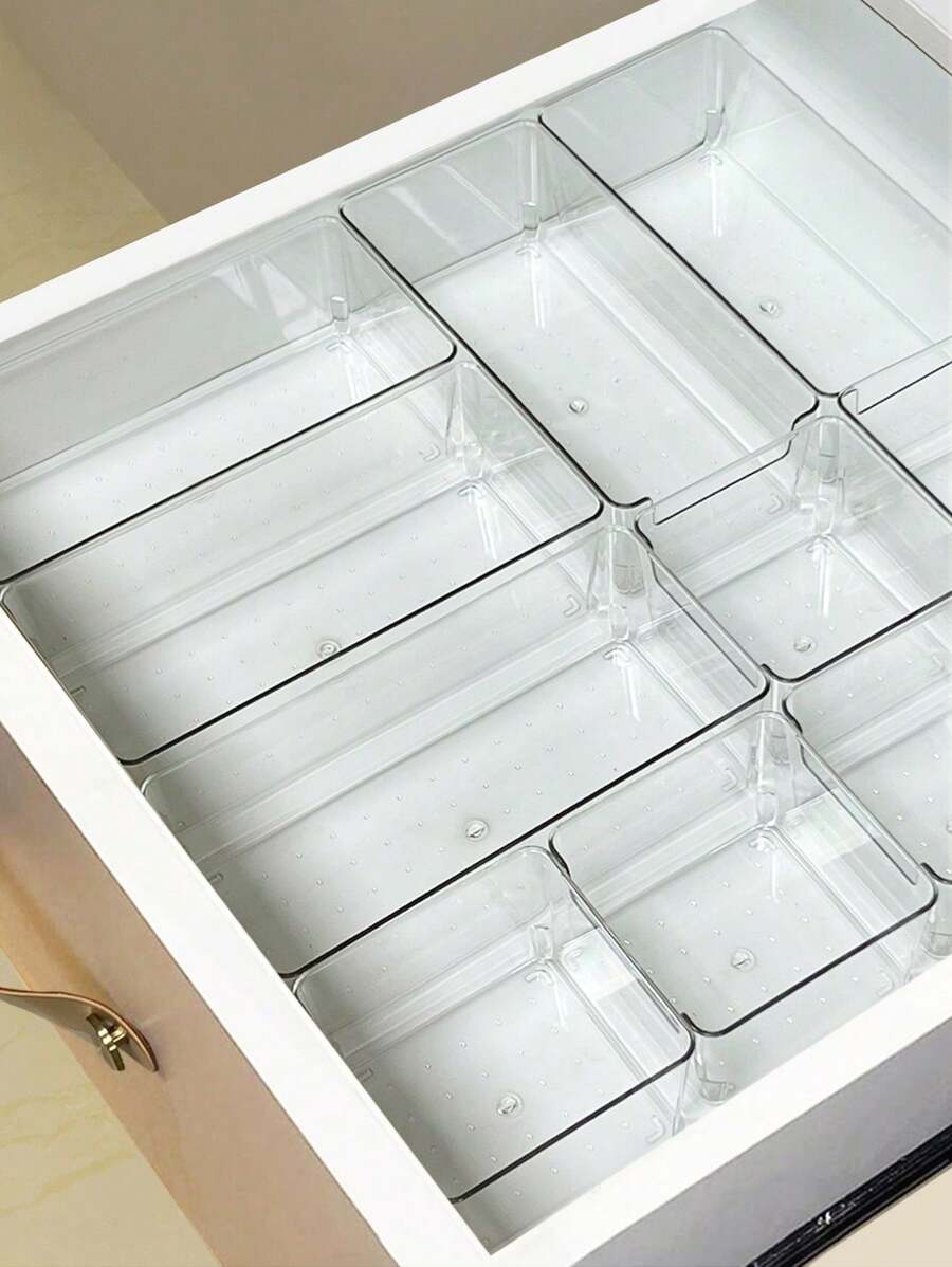 12pcs/6pcs/2pcs Drawer/Desktop Cosmetics Storage Box, Transparent Dresser Storage Box, Anti-Drop Multi-Compartment Jewelry And Small Objects Storage, Exquisite Storage Box