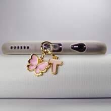 1pc Butterfly And Letter Dust Plug Compatible With Iphone Charging Port Type-C Charging Port Data Port Plug. Compatible With Mi Oppo Vivo Samsang Iphone5-16 Earphone