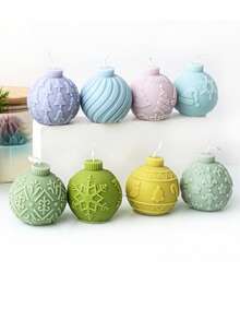 Molde de silicona para velas en forma de bola de nieve navideña, molde para velas decorativas en forma de bola de Navidad, bolas para el árbol de Navidad, ornamento de muebles de yeso, molde de silicona para velas con joyas, molde de jabón, molde de resina - Blanco - Ver 2