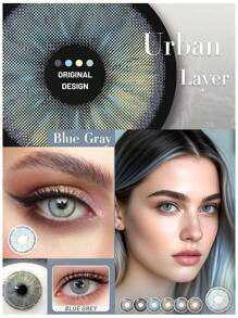 Lalens Lentes de contacto de color rosa en forma de corazón Lalens Sweet Heart, de uso semestral, para ojos marrones oscuros. Lentes de contacto de color azul natural, de uso semestral, para ojos marrones claros. Lentes de contacto de color gris, de uso diario, de 6 meses de duración, para embellecer los ojos. Dos piezas de lentes de contacto de color suaves en un solo paquete.