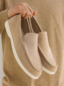 Men's Slope Heel Loafers - Minimalist Four Seasons Casual Shoes,2025 New Formal Men's Fashion Versatile Slope Heel Shoes,One Stirrup Loafers,Suitable For Outdoor, Everyday Wear, And Street Style - Available In Black, Gray, Beige, And Blue, Comfortable Shoes