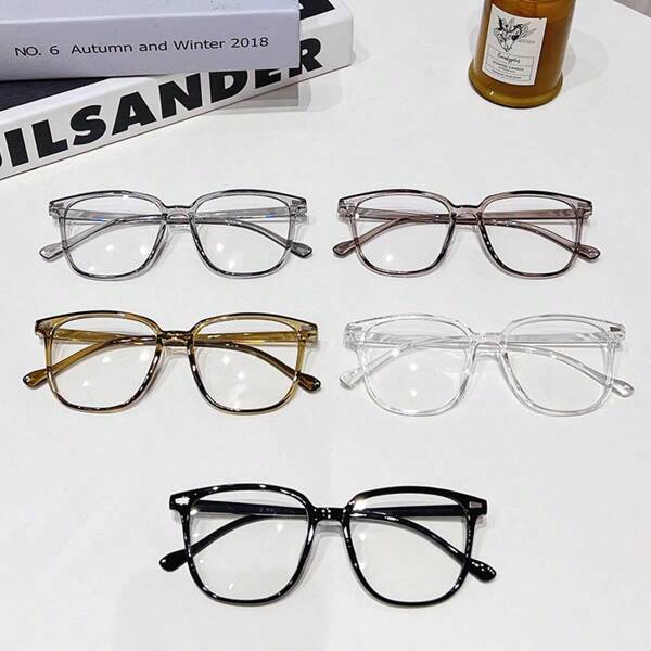 5 Pairs Women's Casual Square Plastic Fashion Glasses, Suitable For Daily Use, Travel, Blocking Bright Light, Party Decoration, Cycling, Beach Vacation
