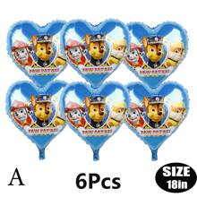 Paw Patrol Offiziell genehmigter 6er-Pack PAW Patrol Brave Adventure Suche und Rettung Hunde Thema Geburtstags Party Deko Ballon Set, 18 Zoll süßer Stadt Rettungshund Muster runder Aluminiumfolie Ballon Set, verschiedene Styles wählbar, Geburtstagsparty Wanddekoration, perfekt für Geburtstag Zeremonien Partywand Deko, Ballon Kombinations Dekorations Zubehör