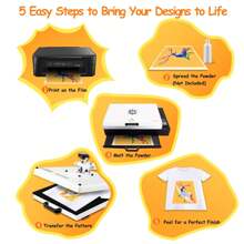 A4 10/20/30 Blatt DTF-Transferfilm-Papier + 200g Thermotransferpulver A4 8,3*11,7 für Epson Tintenstrahldrucker, DTG-Drucker, DIY-Direktdruck auf T-Shirts, Textilien, Schulmaterial, Schulanfang