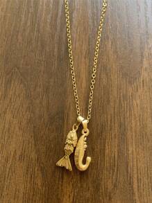 Stainless Steel Ocean Holiday Fish Rope Pendant Necklace For Women, Summer