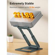 Laptop Stand For Desk Adjustable Height, Ergonomic Sit Stand Computer Stand For Good Posture, Aluminum Standing Laptop Riser For Protecting Spine Compatible With MacBook Pro, All Laptops 10-17"-Gray - Gray - View 5