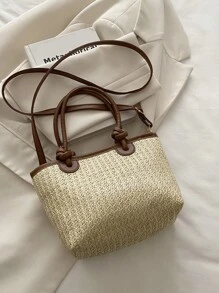 Borsa a tracolla intrecciata monospalla da donna 2025, borsa mare da spiaggia con ampia capacità, adatta per il pendolarismo