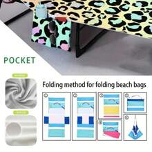 1 pieza Funda de silla de playa de secado rápido de alta calidad, diseño de furgoneta, extra grande y ultraligera, plegable y compacta con bolsillo lateral conveniente, ideal para viajes y tomar el sol, gran regalo para festivales y esenciales de playa