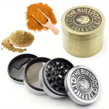 Molinillo de tabaco tipo bulldog de metal de 1.6/2 pulgadas, moledor manual vintage de aleación de zinc con relieve de 4 capas en color plateado, dientes duraderos, trituradora de cigarrillos portátil mini de bronce, accesorios para fumar