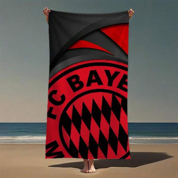 1 Stück rot-schwarzes Fußballclub-Logo digital bedrucktes Strandtuch, hochwertige Digitaldruck-Technologie, geruchsresistent schnelltrocknend, Party-Grundausstattung, Festival-Geschenk, Premium-Feinfaserstoff, Schwimmtrainingsausrüstung, Yoga & Fitness, Outdoor-Wanderzubehör, Strandutensilien