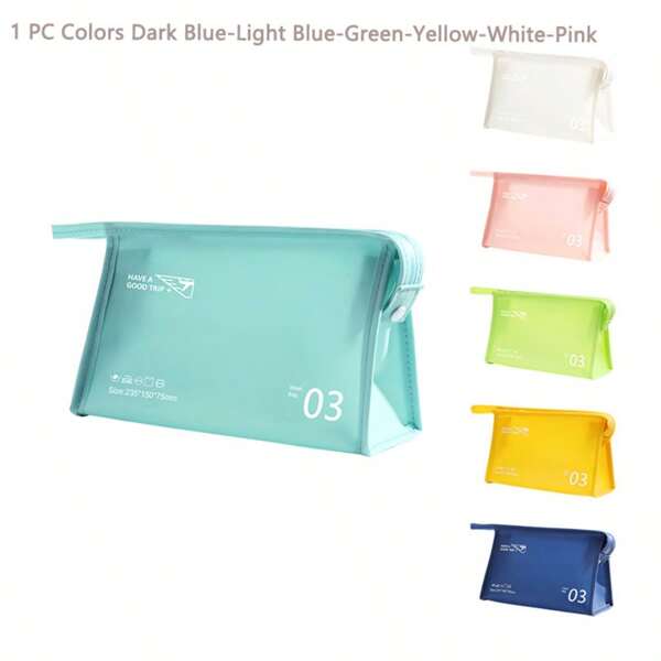 1 PC Portable Waterproof PVC Solid Summer Dopamine Color Cosmetic Organizer Wash Bag Clutch Travel Fashion Cosmetic Bagtravel Essentials For Vacation Holiday Back To School School Stuff Bag For School Wash Bag Travel Waterproof Toiletry Bag