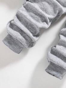 Tween Boy Letter Print Warm Crew Neck Sweatshirt And Pants Set