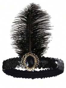 1 件 20 世纪 20 年代风格的羽毛头带，羽毛尺寸随机，适合女性单身派对、万圣节