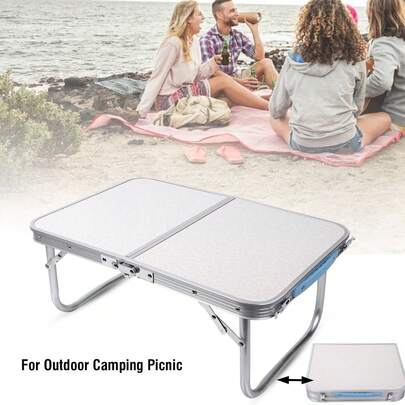 Mesa de picnic de camping plegable y ligera, Mesa plegable portátil de aleación de aluminio con asa para picnic de camping al aire libre - Soporta 40kg, Fácil de montar, fácil de guardar