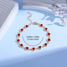 1pc Minimalist Fashionable Heart-Shaped Red Bracelet Jewelry, Suitable For Photos And Gift Giving