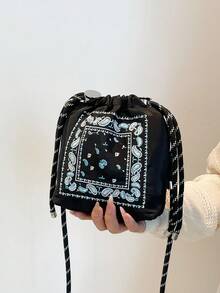 刺绣复古日式水桶包，新款女士小巧百搭通勤单肩包 - 彩色 - 查看 3