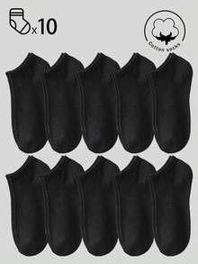 20/10/5/3/1 Pairs Men's Cotton Socks, Short Socks, Invisible Socks, Double-Line Anti-Slip Design, White/Black, Low-Cut Socks, Ankle Socks, Moisture-Wicking, Soft & Breathable, Suitable For Business, Casual, Home, Sports, College Style, All Seasons, Random Color Delivery