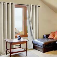 Deconovo 100% Total Blackout Curtains For Bedroom Grommet Solid Thermal Insulated Curtain Heat Blocking Room Darkening Energy Saving Drapes 2 Panels, Light Beige, 52W X 108L Inch - Light Beige - Xem 2