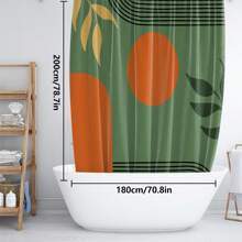 1pc/4pcs Bohemian Medieval Leaf & Sun Design Bathroom Waterproof Shower Curtain Set 12 Hooks, Bathroom Anti-Slip Mat, U-Shape Mat & Round Toilet Seat Cover, Full Bathroom Set For Multi-Scenarios Back To School