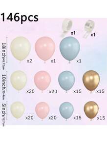 146 Pieces Balloon Arch Kit, Pink And Blue Balloons, Metal Gold Sand Color White Balloons, Latex Balloon Strings, For Simea Bachelorette Party Bride Party Baby Shower Decoration Bear Theme Party Decoration Wedding Decor