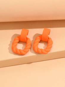 1 Pair Minimalist Square Ring Earrings, Spray Painted Acrylic Jewelry
