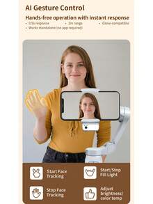 COMITOK 3-Axis Handheld Gimbal Stabilizer, Portable Foldable Design, Intelligent Gesture Control & Tracking, Filling Light, Smartphone Video Vlogging Live Stream Tool, L7Cpro - L7C PRO+AI TRACKING - View 6