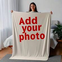Customized Wedding Photo Flannel Blanket - Personalized Couple Gift, Soft & Warm For Sofa, Bed, Travel, Camping - Digital Printing, Machine Washable, Personalized Blanket | Modern Design | Woven Throw Blanket, Personalized Blanket