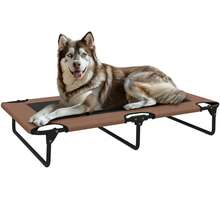 PawHut Letto per Cani Rialzato Pieghevole con Tessuto a Rete, Brandina per Cani Grandi da Interno ed Esterno, 107x61x20 cm - Castano - Visualizzare 2