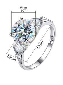 1 buc 3ct diamant rotund triplu design dublu inimă culoare D moissanit diamant inel de logodnă pentru femei din argint sterlin S925 simplu romantic eternity inel de aniversare de nuntă bijuterii de lux cadouri