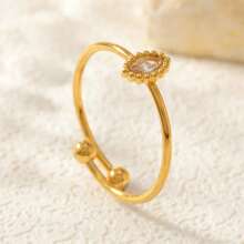 Juego de anillos con baño de oro al estilo francés para mujer, set único de anillos de circonita sintética con diseños de corazón, luna y delfín, anillos ligeros y de lujo, anillos de acero inoxidable sencillos pero elegantes, regalos para fiestas y cumpleaños, parejas