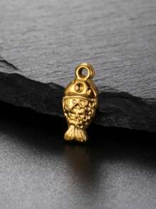 1 pieza Colgante con forma de pez pequeño 3D de acero inoxidable para pulsera, collar, manualidades