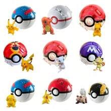 pokemon 1 set/2 pezzi 1 Pokeball + 1 Giocattolo modello Pokemon, Pallina Sorpresa Pokemon con animale domestico che salta fuori, Giocattolo da collezione divertente, Perfetto come regalo di compleanno, Souvenir per feste
