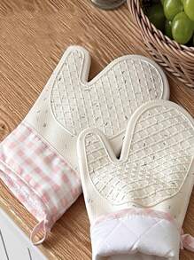 2 Packs Silicone Oven Gloves, Thickened Heat-Resistant And Anti-Scald, Easy Storage With Tail Hanging Design, Silicone Non-Slip, Heat Insulation And Resistance, Easy To Grab From Oven, Microwave, And Steamer, No Deformation And Easy To Clean