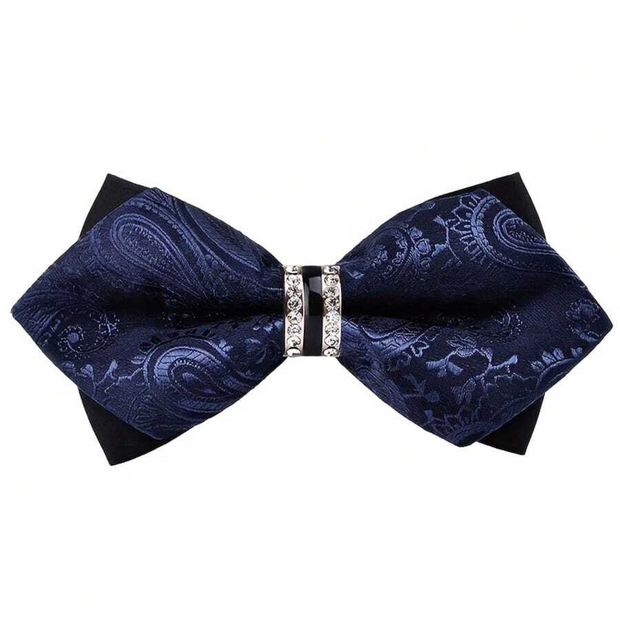 1pc Polyester Men's Bow Tie For Weddings, Festivals, Business Occasions - Blue - View 1
