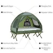 Cama de camping plegable para 2 personas con tienda de campaña, edredón y colchón de aire grueso 4 en 1 elevada para camping, senderismo, picnic y viajes al aire libre - como en la foto - Ver 6