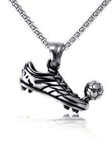 Stylish & Football Pendant Sport Necklace For Football Fans, Men's Stainless Steel Necklace, Punk, Hip Hop, Street Style - Silver - View 6