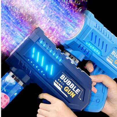 儿童户外水上游乐自动泡泡机，手持多孔加特林式一键式泡泡吹器，3 种颜色可选，夏季水上游乐泡泡机（不含电池和泡泡液）