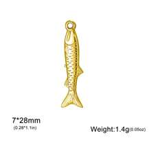 1 pieza Colgante con forma de pez pequeño 3D de acero inoxidable para pulsera, collar, manualidades