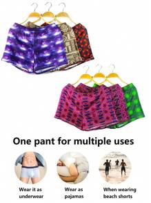 10pcs Assorted Casual Sports Basic Knit Moisture Wicking Fabric Relaxed Fit Printed Lounge Pants, Soft, Comfortable, Elastic Waist Boxers For Everyday Use, Plus Size