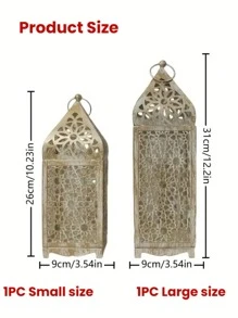 حامل شمعة فانوس بطراز قديم من الحديد، فوانيس معدنية بطراز مغربي - حامل ديكوري إبداعي للطاولة، ديكور منزلي بموضوع العائلة، ديكورات معلقة على الحائط للمناسبات الاحتفالية كعيد الميلاد والهالوين وديوالي وعيد الشكر، مناسب للاستخدام الداخلي والخارجي، الشمعة غير مشمولة.