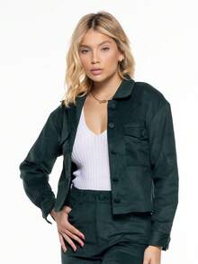 Special Promotion New Style Women's Corduroy Button Down Jacket Blouse IN-BLU-005 - Xanh đậm - Xem 1